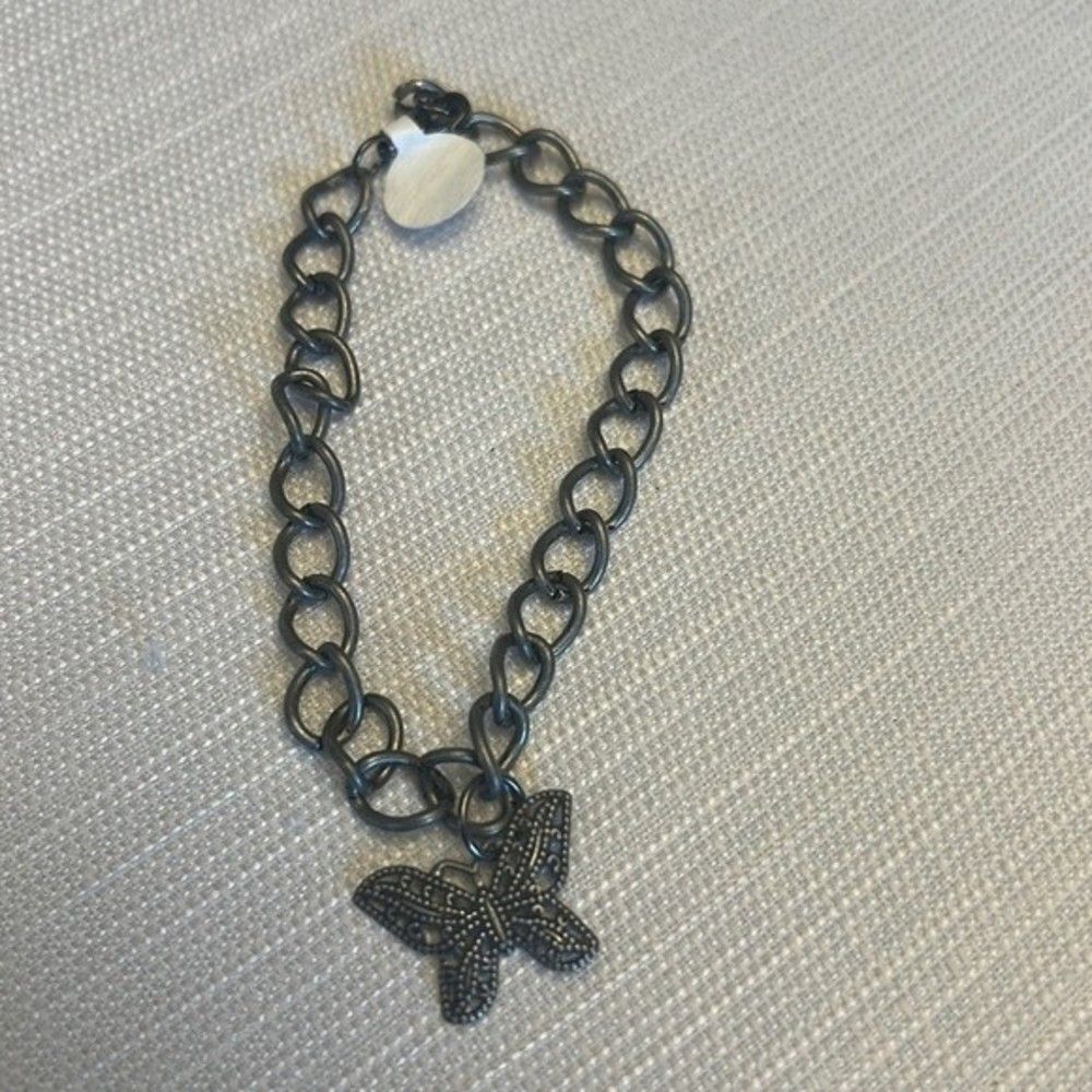 Handcrafted antique silver tone butterfly bracelet